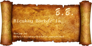 Bicskey Borbála névjegykártya